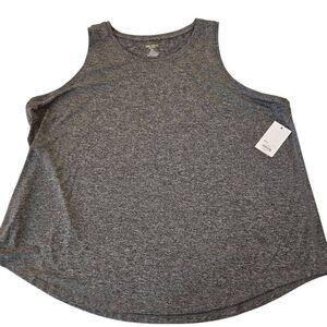 NWT Tek Gear Womens Dry Tek Moisture Wicking Heather Athletic Tank Top Gray 2X